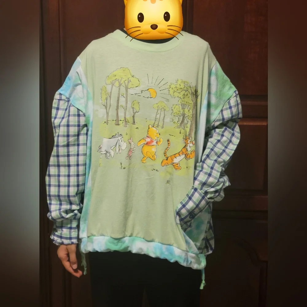 UPCYCLED REMADE REFASHIONED DISNEY Winnie the Pooh Shirt XL/XXL - Picture 2 of 8